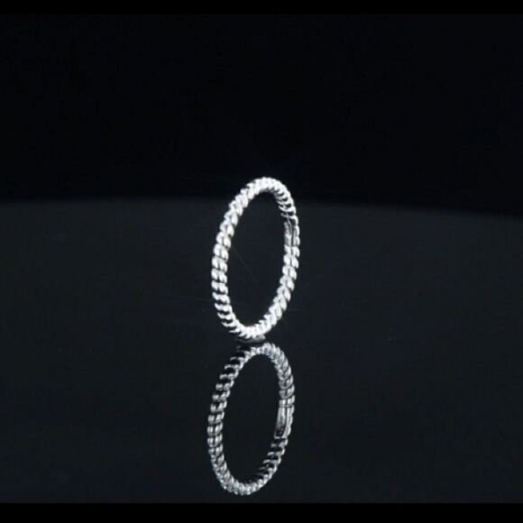 925 Sterling Silver Thin Twisted Stackable Ring Simple Silver Band Ring - Picture 8 of 10